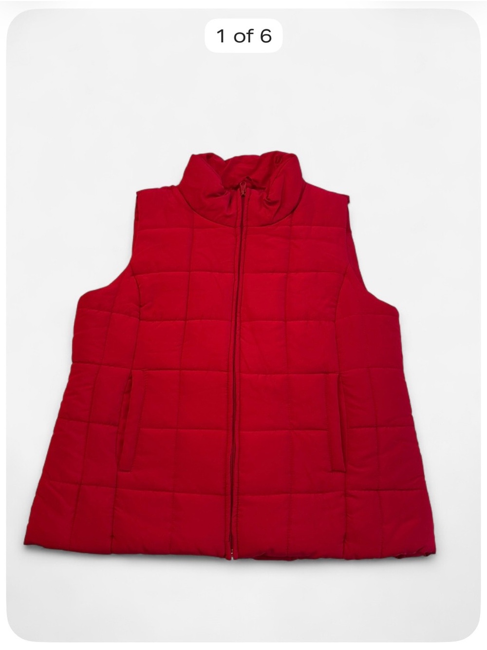 New York & Company Red Puffer Vest Women’s Large Quilted Full Zip